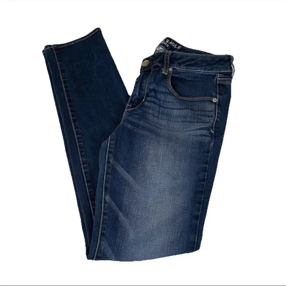 Y2K American Eagle Women’s Size 10 LONG Skinny Jeans Dark Wash Stretch #1217 - Picture 1 of 12